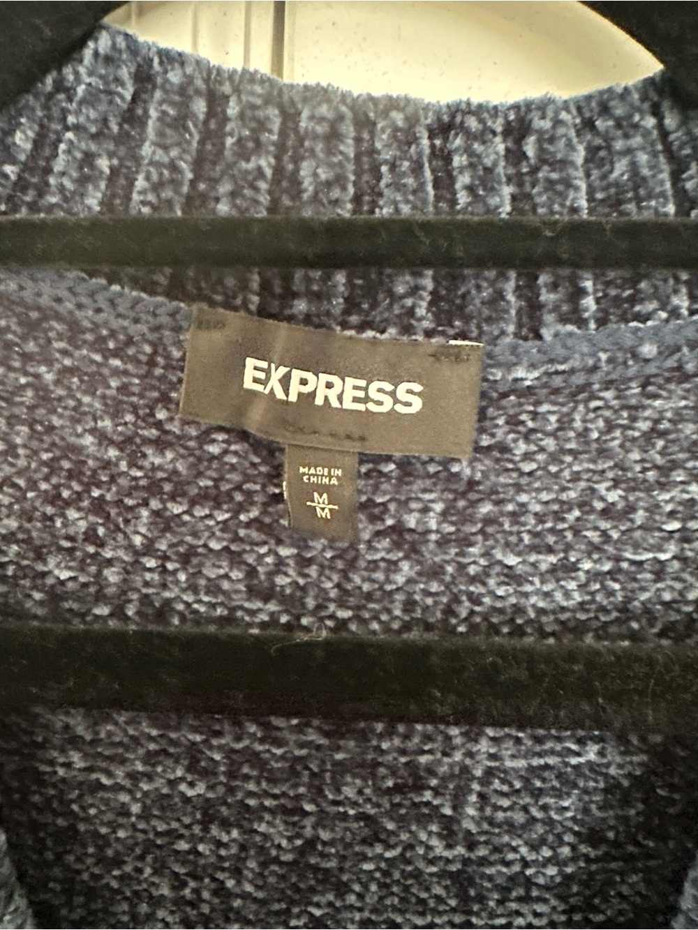 Express Chenille V-Neck Sweater Tunic - Navy Blue - Picture 5 of 6